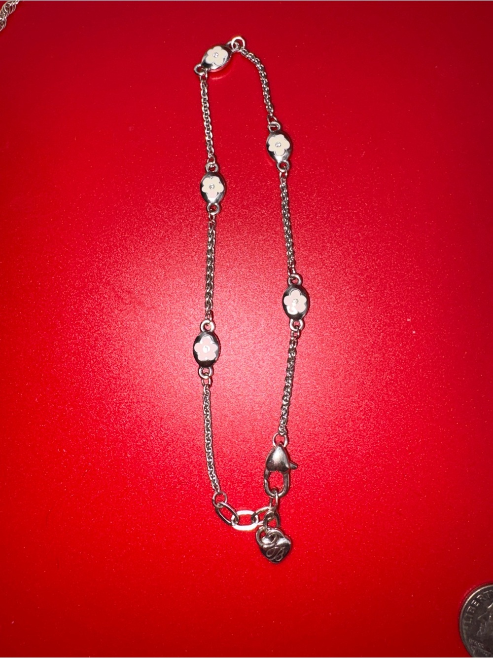Brighton silver floral link ankle bracelet